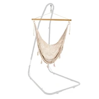 Mayan Hanging Hammock Chair - Extra Large Woven Rope Outdoor Hammock - 330-Pound Capacity - Natural