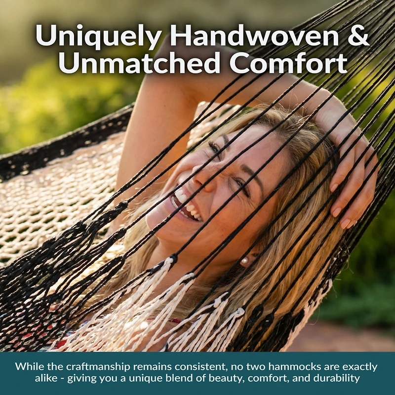 Heavy-Duty Handwoven Xxl Mayan Family Hammock with Thick Cord