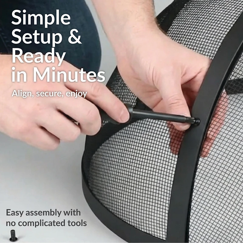 New Title: Fire Pit Screen - Round Fire Pit Spark Screen - Heavy-Duty Steel Mesh Metal Cover with Handle - Fire Pit Screen Cover with Door