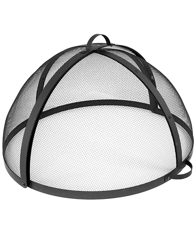 New Title: Fire Pit Screen - Round Fire Pit Spark Screen - Heavy-Duty Steel Mesh Metal Cover with Handle - Fire Pit Screen Cover with Door