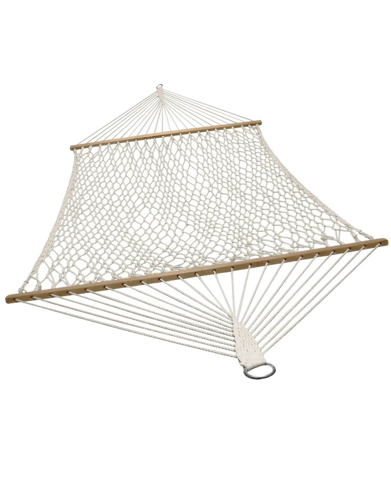 Large Two-Person Double Wide Rope Hammock with Spreader Bars for Patio and Backyard - 450 lb Weight Capacity