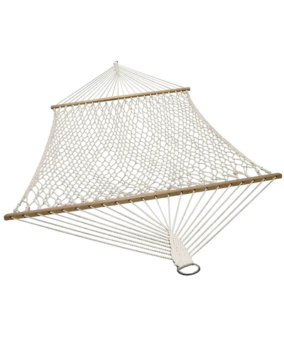 Large Two-Person Double Wide Rope Hammock with Spreader Bars for Patio and Backyard - 450 lb Weight Capacity