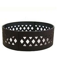 Outdoor Heavy-Duty Steel Portable Large Round Crossweave Cut Out Fire Pit Ring - 36" - Black