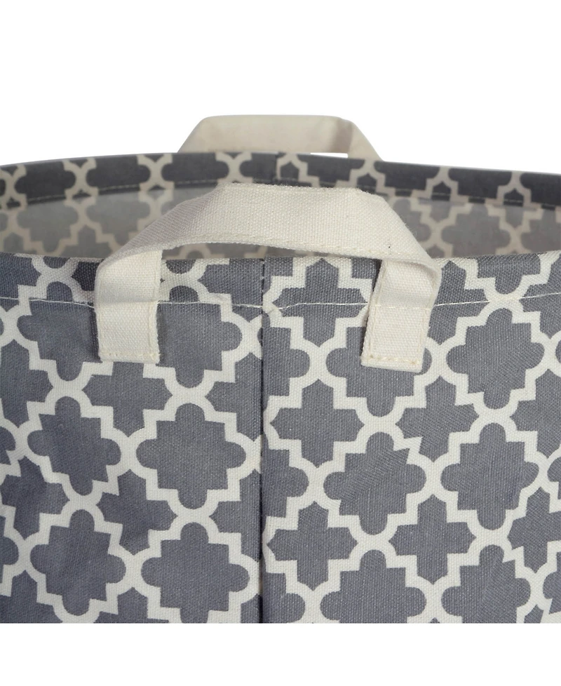 Design Imports Polyethylene Coated Cotton Polyester Laundry Hamper Lattice Round