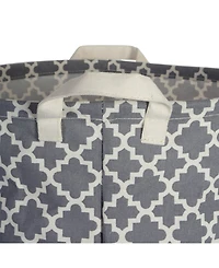 Design Imports Polyethylene Coated Cotton Polyester Laundry Hamper Lattice Round