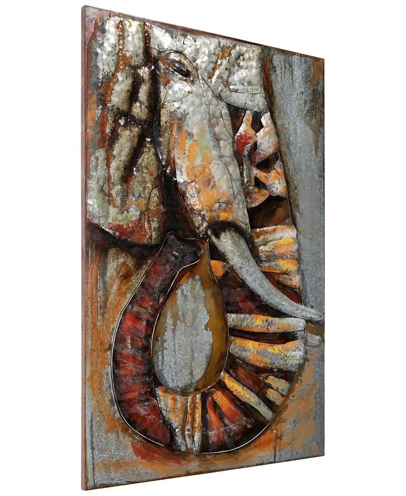 Empire Art Direct Elephant Mixed Media Iron Hand Painted Dimensional Wall Art, 60" x 40" x 2.8"