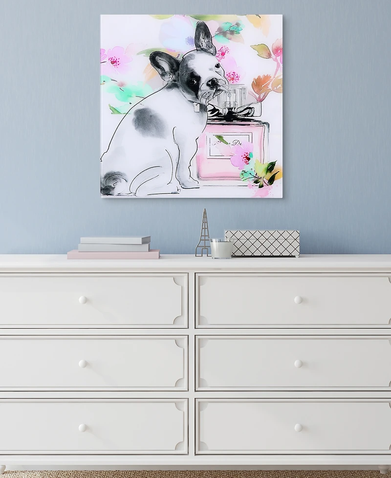 Empire Art Direct Little Frenchie Frameless Free Floating Tempered Glass Panel Dog Graphic Wall Art, 20" x 20" x 0.2"