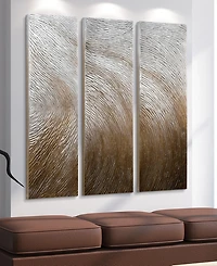 Empire Art Direct Gold Waves 3-Piece Textured Metallic Hand Painted Wall Art Set by Martin Edwards, 60" x 20" x 1.5"