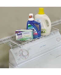 Household Essentials Rear Display Over-The-Washer Storage Shelf to Organize and Store Laundry Room Supplies, White
