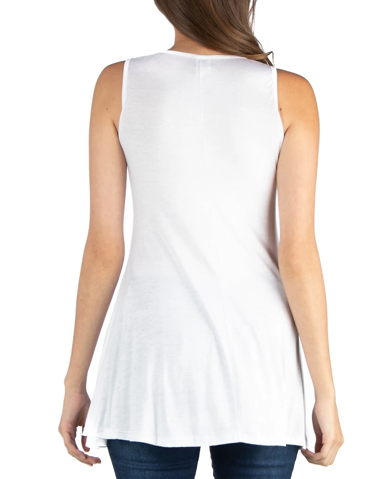 24seven Comfort Apparel Women's Scoop Neck Sleeveless Tunic Top