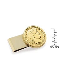 Men's American Coin Treasures Gold-Layered Silver Barber Half Dollar Stainless Steel Coin Money Clip