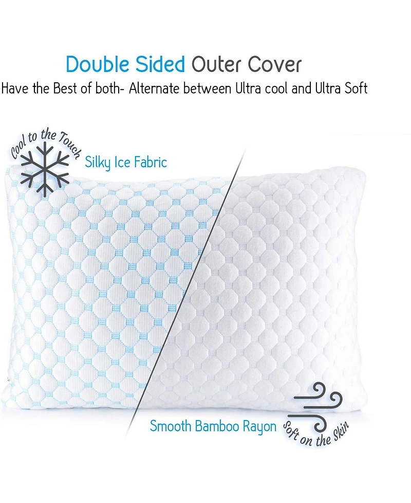 Nestl Heat and Moisture Reducing Ice Silk and Gel Infused Memory Foam 2-Pack Pillow, Toddler