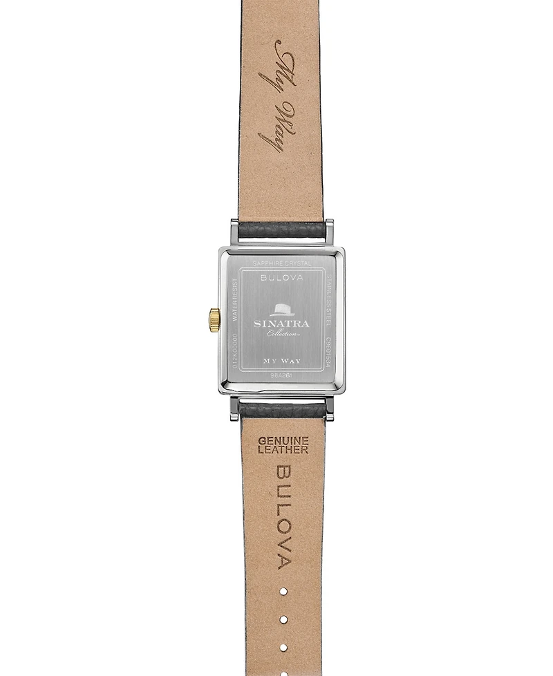 Bulova Men's Frank Sinatra My Way Gray Leather Strap Watch, 29.5 x 47mm