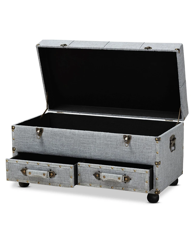 Furniture Flynn Modern Transitional Upholstered 2 Drawer Storage Trunk Ottoman