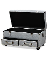 Furniture Flynn Modern Transitional Upholstered 2 Drawer Storage Trunk Ottoman