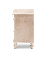 Furniture Celia French Rustic Quatrefoil Mirrored Nightstand