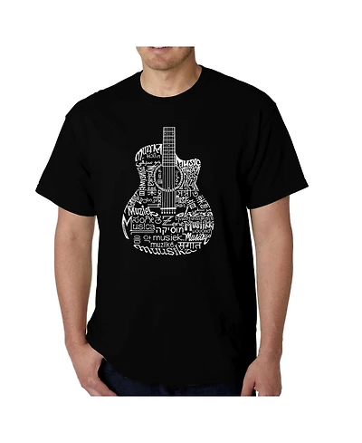 La Pop Art Men's Word - Languages Guitar T-Shirt