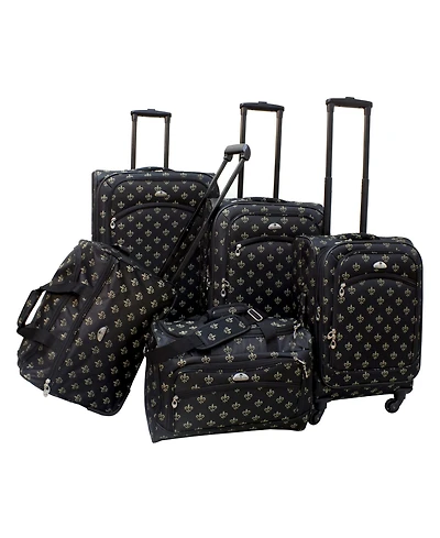 American Flyer Fleur De Lis 5 Piece Spinner Luggage Set