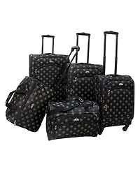 American Flyer Fleur De Lis 5 Piece Spinner Luggage Set