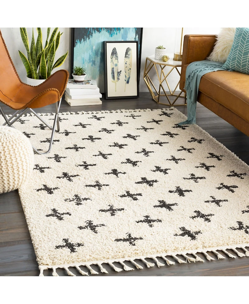Livabliss Berber Shag Bbe- Charcoal 5'3" x 7'3" Area Rug
