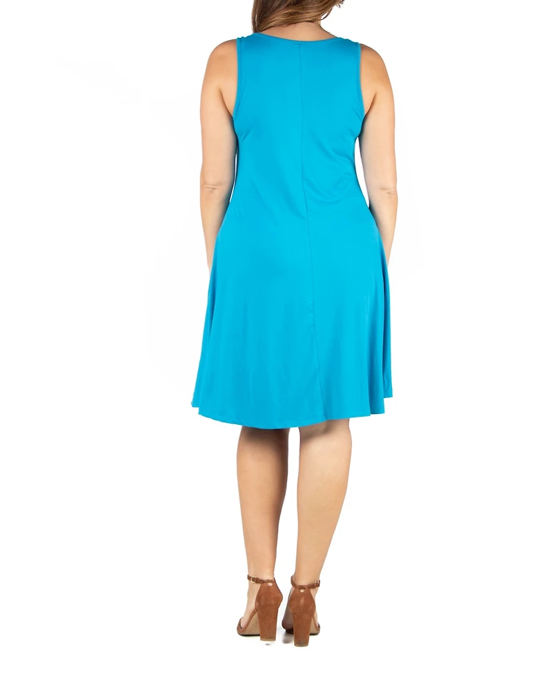 24seven Comfort Apparel Plus Fit and Flare Knee Length Tank Dress