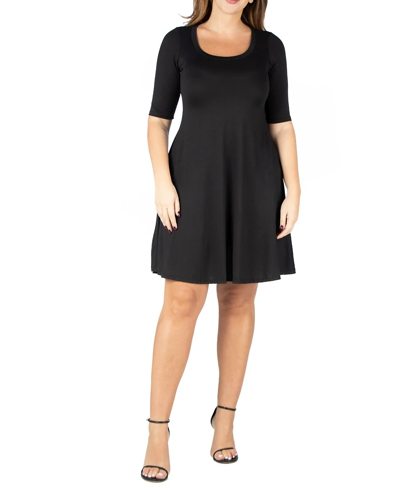 24seven Comfort Apparel Plus Knee Length Dress