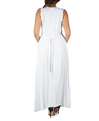 24seven Comfort Apparel Plus Sleeveless Empire Waist Maxi Dress