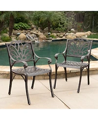 Noble House Alfresco Outdoor Cast Dining Chairs, Set of 2