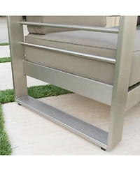 Noble House Cape Coral Outdoor Loveseat Sofa with Tray