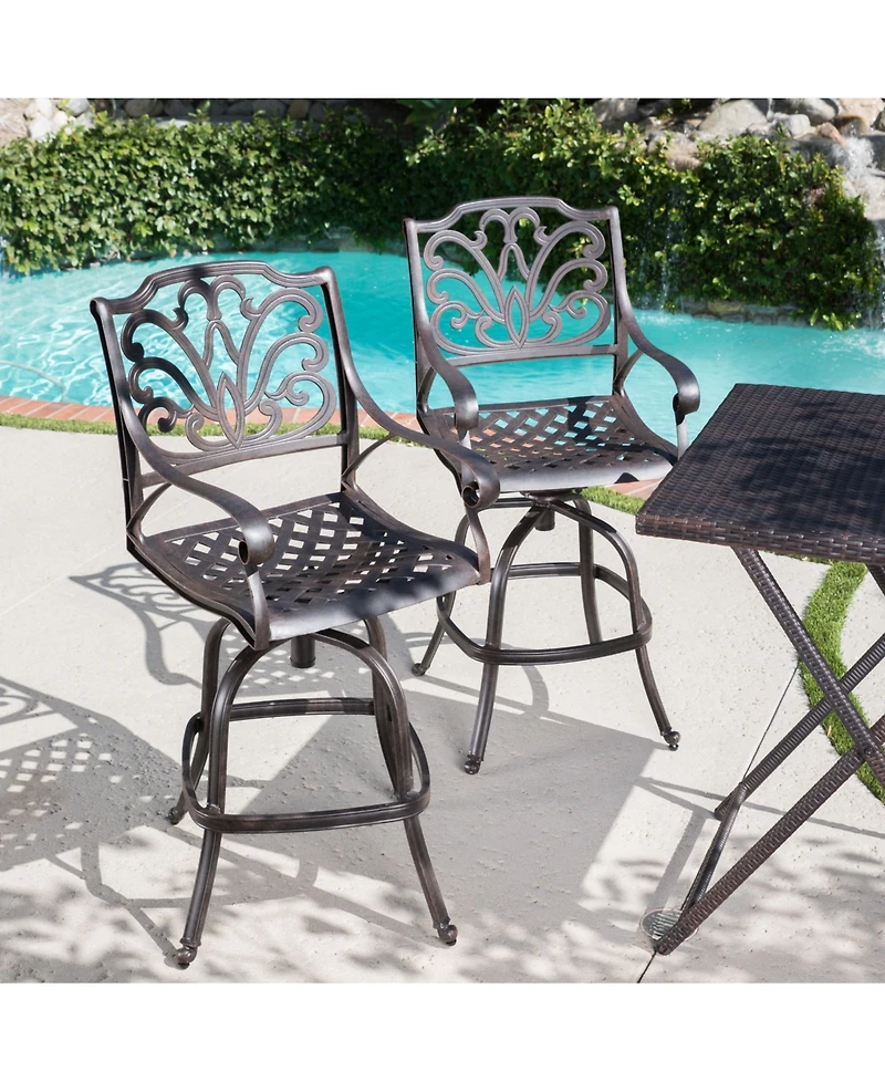 Noble House Alfresco Outdoor Cast Barstools, Set of 2