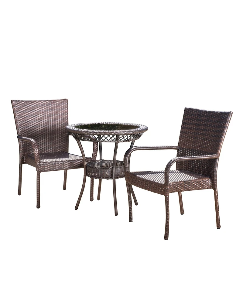 Noble House Malone Outdoor 3 Piece Bistro Set