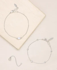 Ettika Opal Crystal Dainty Women's Bracelet Set with Extender Add On