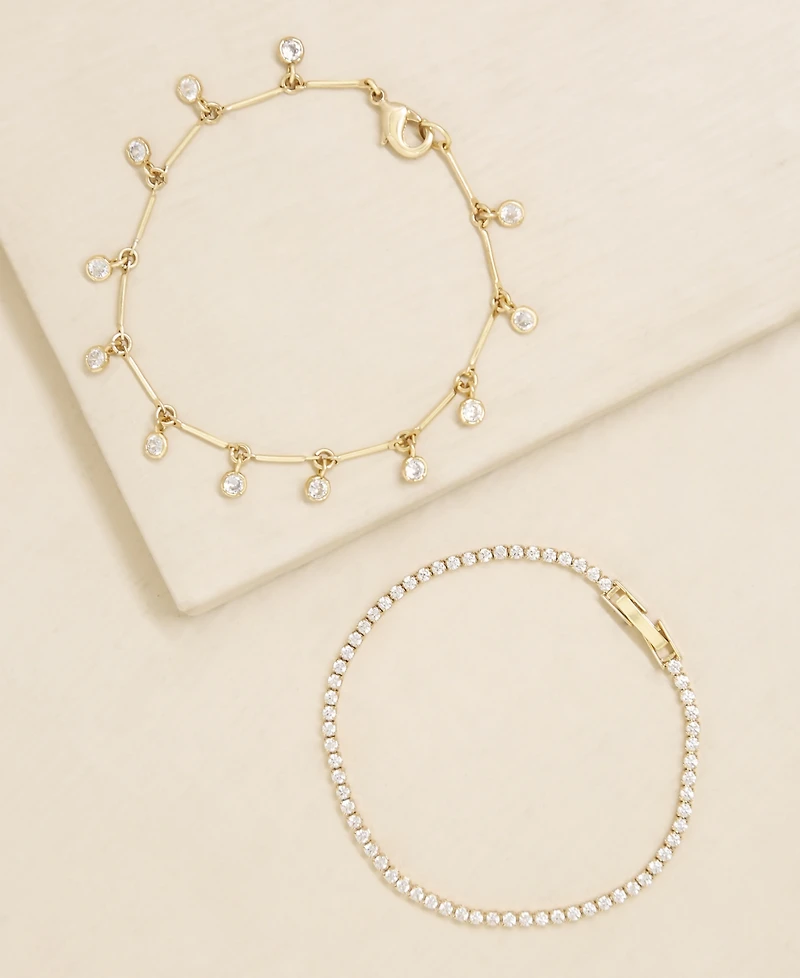 Ettika Crystal Droplet Chain Women's Bracelet Set