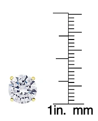 Cubic Zirconia Round Stud Earrings in Silver Plate