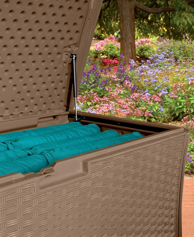 Suncast 134 Gallon All-Weather Uv-Resistant Outdoor Patio Storage Deck Box, Java