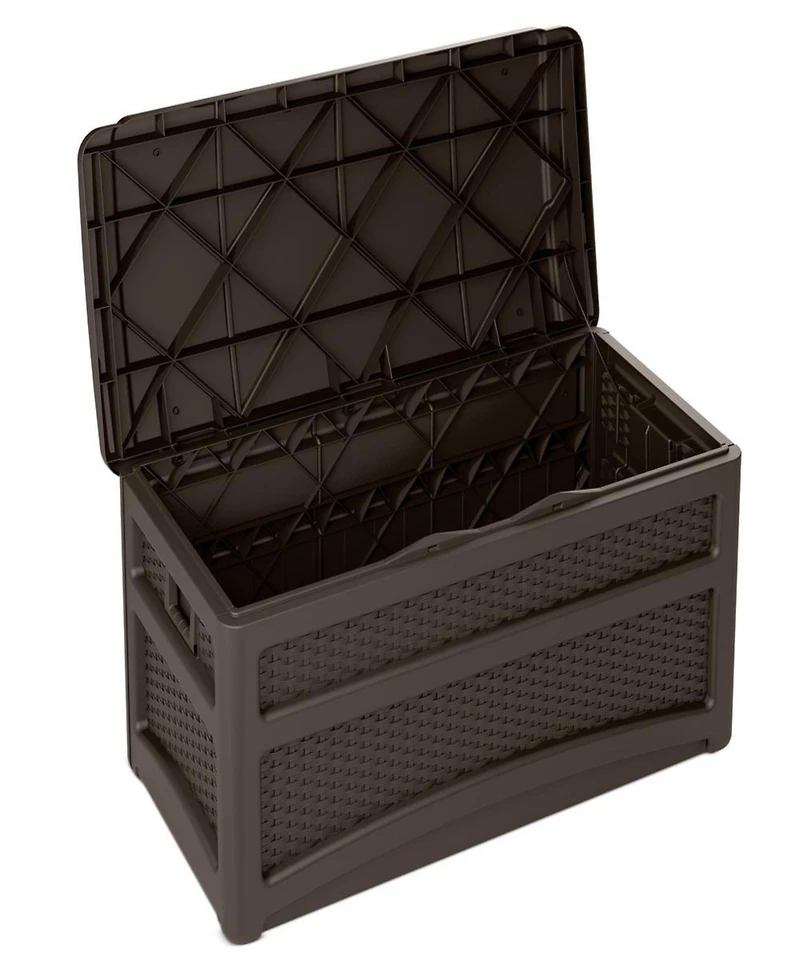 Suncast DBW7500 73 Gallon Outdoor Patio Storage Chest with Handles & Seat, Java