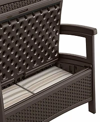 Suncast Elements BMWB5000 Resin Wicker Design Loveseat with Storage Area, Java