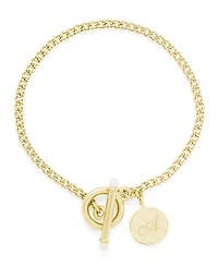 brook & york Stella Imitation Pearl Initial Toggle Bracelet