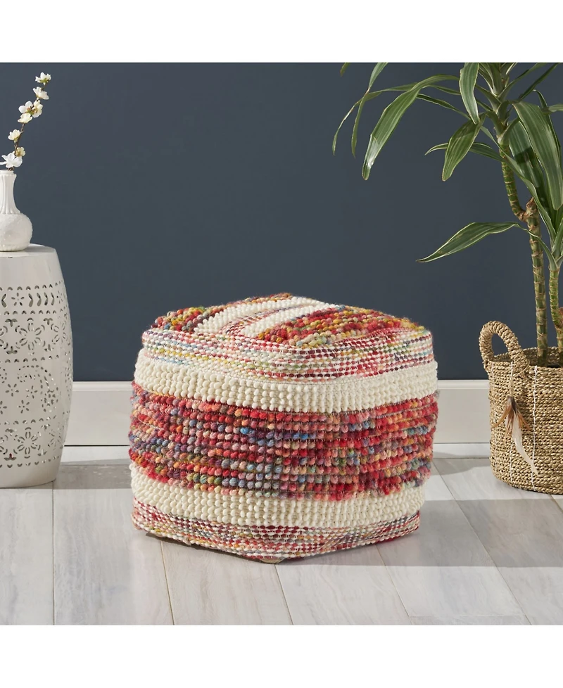Noble House Cinnnabar Boho Ottoman Pouf