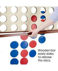Hey Play 4-In-a-Row - Giant Classic Wooden Game For Indoor And Outdoor Play, 2 Player Strategy And Skill Fun Backyard Lawn Toy For Kids And Adults