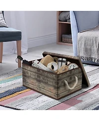 Sorbus 2-Pack Rustic Wood Pattern Storage Box Set