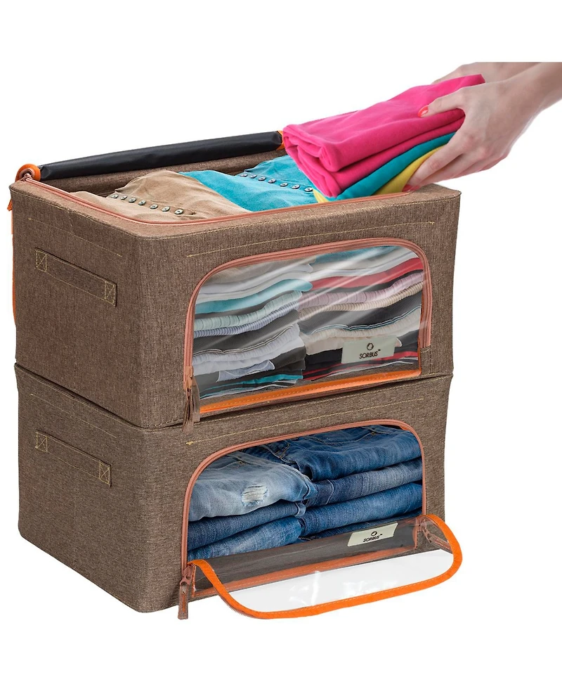 Sorbus Storage Box with Small Window, Set of 2