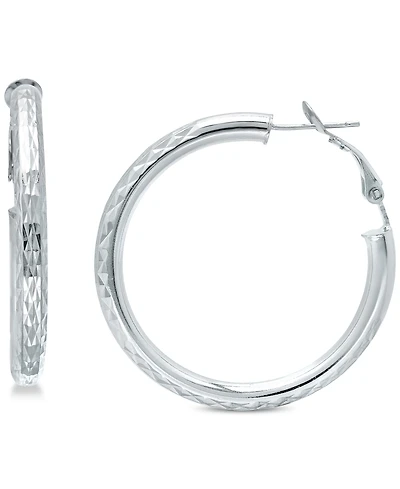Giani Bernini Medium Patterned Hoop Earrings in Sterling Silver, 40mm, Created for Macy's