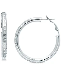 Giani Bernini Medium Patterned Hoop Earrings in Sterling Silver, 40mm, Created for Macy's