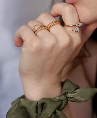 Ettika Crystal Teardrop and Gold Tone Wrap Ring