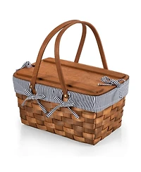 Picnic Time Kansas Handwoven Wood Picnic Basket