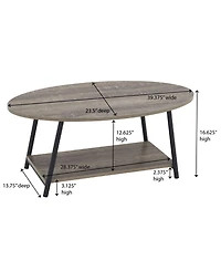 Household Essential Oval Coffee Table 2 Tier With Storage Shelf