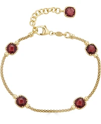 Lapis Lazuli Station Link Chain Bracelet 14k Gold-Plated Sterling Silver (Also Turquoise, Citrine, Amethyst, Garnet & Onyx)