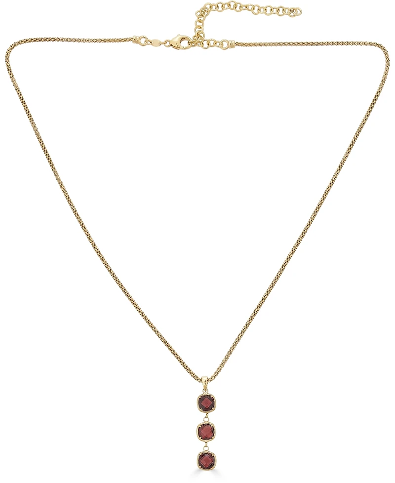 Lapis Lazuli Triple Drop Pendant Necklace 14k Gold-Plated Sterling Silver, 18 + 3" extender (Also Turquoise, Citrine, Amethyst, Garnet & Onyx)