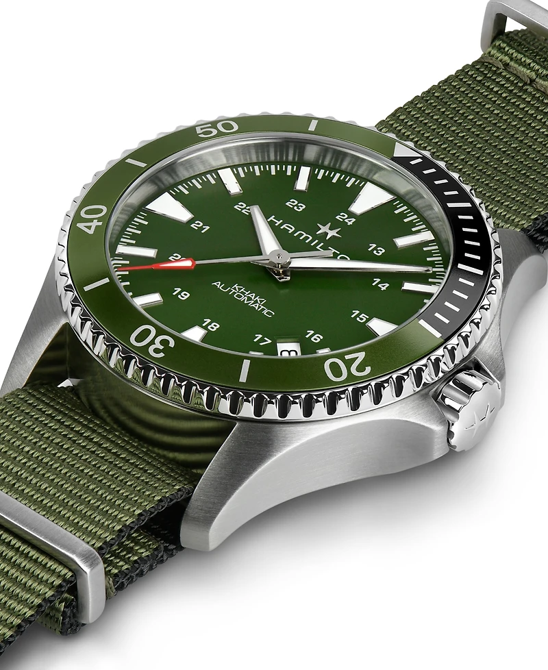 Hamilton Unisex Swiss Automatic Scuba Green Nato Strap Watch 40mm